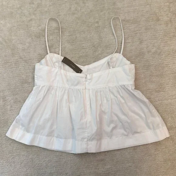 J Crew White Babydoll Cami Top Cotton Peplum Blouse Size Small Adjustable Straps - Picture 11 of 11